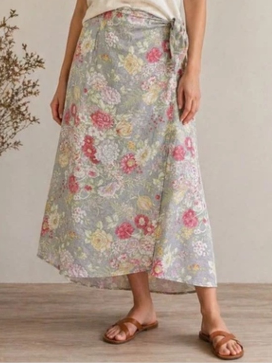 Lauren Ralph Lauren Dresses & Skirts - VINTAGE 90s LAUREN Ralph Lauren Sz 16 Linen Wrap Country Garden Party Midi Skirt
